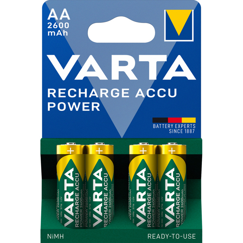 Varta Batterien Power Akkus Ready2Use, AA/HR06, 2600 mAh, 4 Stück - 4008496745975_01_ow