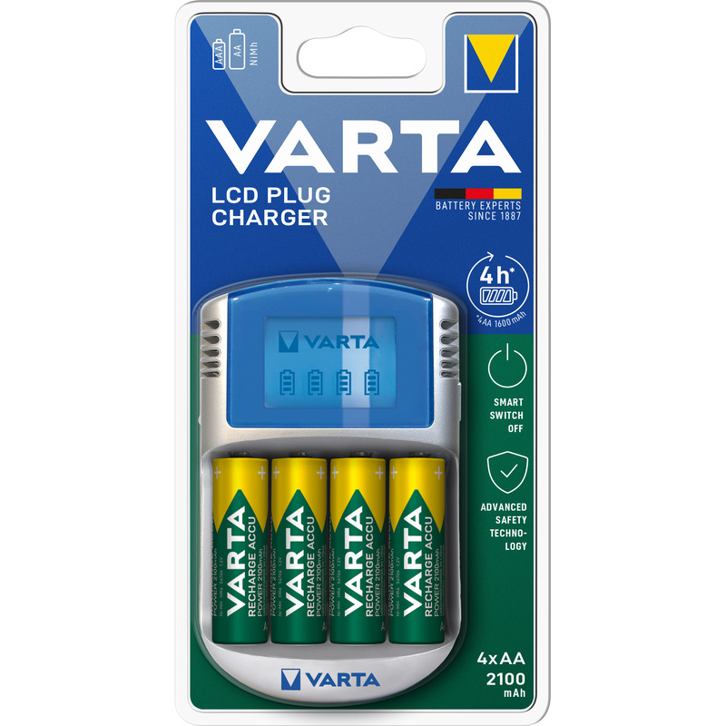 Varta Ladegerät LED Plug Charger, (4x AA), 2100 mAh, silber, 1 Stück - 4008496680580_01_ow