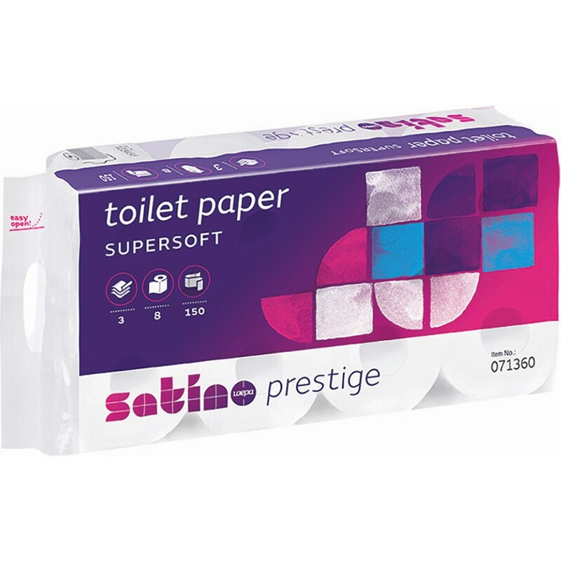 Wepa Toilettenpapier Satino Prestige, Schmetterling, 3-lagig, 8 Rollen - 4000735323258_01_ow