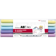 stylos à pinceau Dual Brush Pen ABT PRO, Pastel Colours, 5 pièces