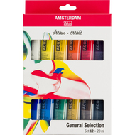 Amsterdam Standard Series Acrylfarben Allgemeine Auswahl Set, 20 ml, assortiert, 12 Stück - 8712079329327_01_ow
