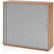 armoire à volets roulants Tarys, 3 hauteurs de classeur, décor noyer/argenté - 4032062186701_01_ow