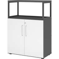 Armoire combinée avec socle Tarys, 3 hauteurs de classeurs, 2 portes, 1 étagère sans paroi arrière