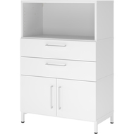 Armoire combinée avec socle Tarys, 3 hauteurs de classeurs, 2 tiroirs, 2 portes, 1 étagère