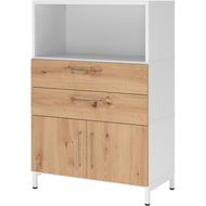 Armoire combinée avec socle Tarys, 3 hauteurs de classeurs, 2 tiroirs, 2 portes, 1 étagère