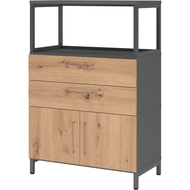 Armoire combinée avec socle Tarys, 3 hauteurs de classeurs, 2 tiroirs, 2 portes, 1 étagère sans paroi arrière