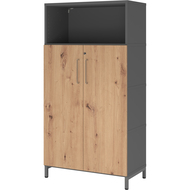 Armoire combinée avec socle Tarys, 4 hauteurs de classeurs, 2 portes, 1 étagère