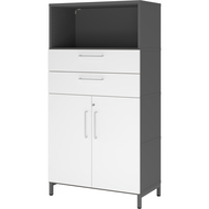 Armoire combinée avec socle Tarys, 4 hauteurs de classeurs, 2 tiroirs, 2 portes, 1 étagère