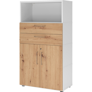 Armoire combinée Tarys, 4 hauteurs de classeurs, 2 tiroirs, 2 portes, 1 étagère