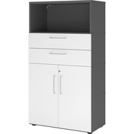 Armoire combinée Tarys, 4 hauteurs de classeurs, 2 tiroirs, 2 portes, 1 étagère
