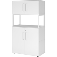 Armoire combinée Tarys, 4 hauteurs de classeurs, 4 portes, 1 étagère sans paroi arrière