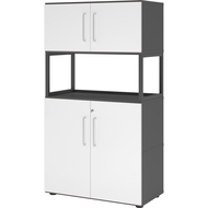 Armoire combinée Tarys, 4 hauteurs de classeurs, 4 portes, 1 étagère sans paroi arrière