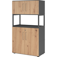 Armoire combinée Tarys, 4 hauteurs de classeurs, 4 portes, 1 étagère sans paroi arrière