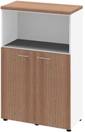 Armoire de bureau LINUS, 3 hauteurs de classeur, portes de 83 cm, décor noyer/blanc - 8056039550803_01_ow
