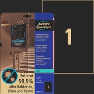 Avery Zweckform Etiketten Antimikrobiell, weiss, L8001-10, 210 x 297 mm, 10 Blatt - 4004182380017_01_ow