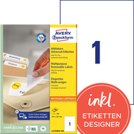 Avery Zweckform Etiketten wiederablösbar, L4735REV_100, 210 x 297 mm, 100 Blatt - 4004182433331_01_ow