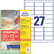 Avery Zweckform Etiketten wiederablösbar, L4737REV-65, 63.5 x 29.6 mm, 65 Blatt - 4004182347904_02_ow