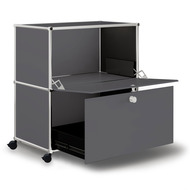 Caddy / Corps de bureau VEROM, 1 tiroir, 1 porte à charnière, gris - 7630006773092_02_owiba