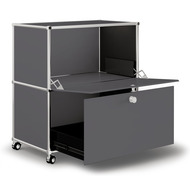Caddy / Corps de bureau VEROM, 1 tiroir, 1 porte à charnière, gris - 7630006773092_02_ow