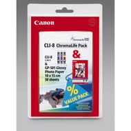Canon 0621B015|CLI-8 Cartouche d'encre multi pack C,M,Y, 50 Feuilles, Capacité 3x13ml pour Canon Pixma IP 3300/4200/6600/MP 520/610/960/MX 700/Pro 9000