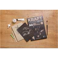 Clairefontaine bloc à dessin Kraft, brun/noir, A4, neutre - 3329689758185_02_ow