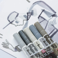 Ecoline Pinselstifte Brush Pen, 5 Stück, grau - 8712079408282_02_ow