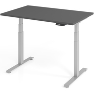 Elektrisch höhenverstellbarer Schreibtisch Tarys Ergo-0, Gestellfarbe silber