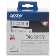 Ruban papier continu adhésif DK-22251, 62 mm, noir/rouge sur blanc