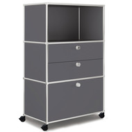 Highboard VEROM, 2 Schubladen, 1 Hängeregisterauszug, grau - 7613058039781_01_owiba