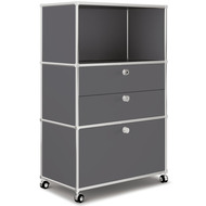 Highboard VEROM, 2 Schubladen, 1 Hängeregisterauszug, grau - 7630006772200_01_ow