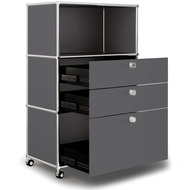 Highboard VEROM, 2 Schubladen, 1 Hängeregisterauszug, grau - 7630006772200_02_ow