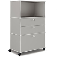 Highboard VEROM, 2 Schubladen, 1 Hängeregisterauszug, hellgrau - 7613346126407_01_owiba
