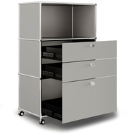 Highboard VEROM, 2 Schubladen, 1 Hängeregisterauszug, hellgrau - 7613346126407_02_ow