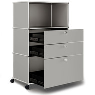 Highboard VEROM, 2 Schubladen, 1 Hängeregisterauszug, hellgrau - 7613346126407_02_owiba