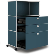 Highboard VEROM, 2 Schubladen, 1 Hängeregisterauszug, petrol - 7630006772224_02_owiba
