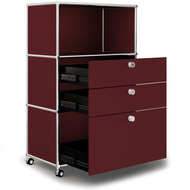 Highboard VEROM, 2 Schubladen, 1 Hängeregisterauszug, rot - 7613346126384_02_ow