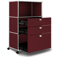 Highboard VEROM, 2 Schubladen, 1 Hängeregisterauszug, rot - 7613346126384_02_owiba