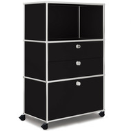 Highboard VEROM, 2 Schubladen, 1 Hängeregisterauszug, schwarz - 7613346126360_01_owiba