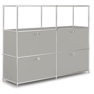 Highboard VEROM, 4 Schubladen, 2 Fächer ohne Rück- und Seitenwände, hellgrau - 7630006772996_01_ow