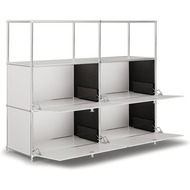 Highboard VEROM, 4 portes à charnière, 2 étagères sans parois arrière et latérales, blanc - 7613346122966_02_ow