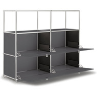 Highboard VEROM, 4 portes à charnière, 2 étagères sans parois arrière et latérales, gris - 7630006773078_02_ow
