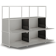 Highboard VEROM, 4 portes à charnière, 2 étagères sans parois arrière et latérales, gris clair - 7630006773061_02_ow