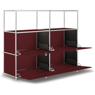 Highboard VEROM, 4 portes à charnière, 2 étagères sans parois arrière et latérales, rouge - 7630006773030_02_ow