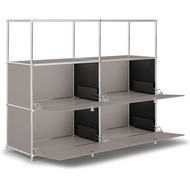 Highboard VEROM, 4 portes à charnière, 2 étagères sans parois arrière et latérales, taupe - 7630006773023_02_ow
