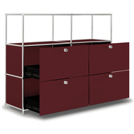 Highboard VEROM, 4 Schubladen, 2 Fächer ohne Rück- und Seitenwände, rot - 7630006772965_02_ow