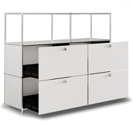 Highboard VEROM, 4 Schubladen, 2 Fächer ohne Rück- und Seitenwände, weiss - 7613346122980_02_ow