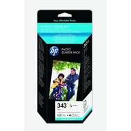 HP Q7948EE|343 Druckkopfpatrone color + Fotopapier 10X15, 260 Seiten/5%, Inhalt 7 ml für HP DeskJet D 4160/5740/5940/6940/PhotoSmart C 3180/4180/325/8050/PSC 2355