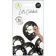 Ballons à personnaliser, noir, 6 pièces