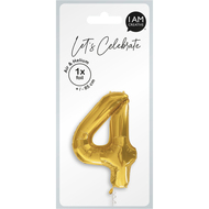 Folienballon, Zahl 4, gold