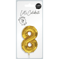 Folienballon, Zahl 8, gold